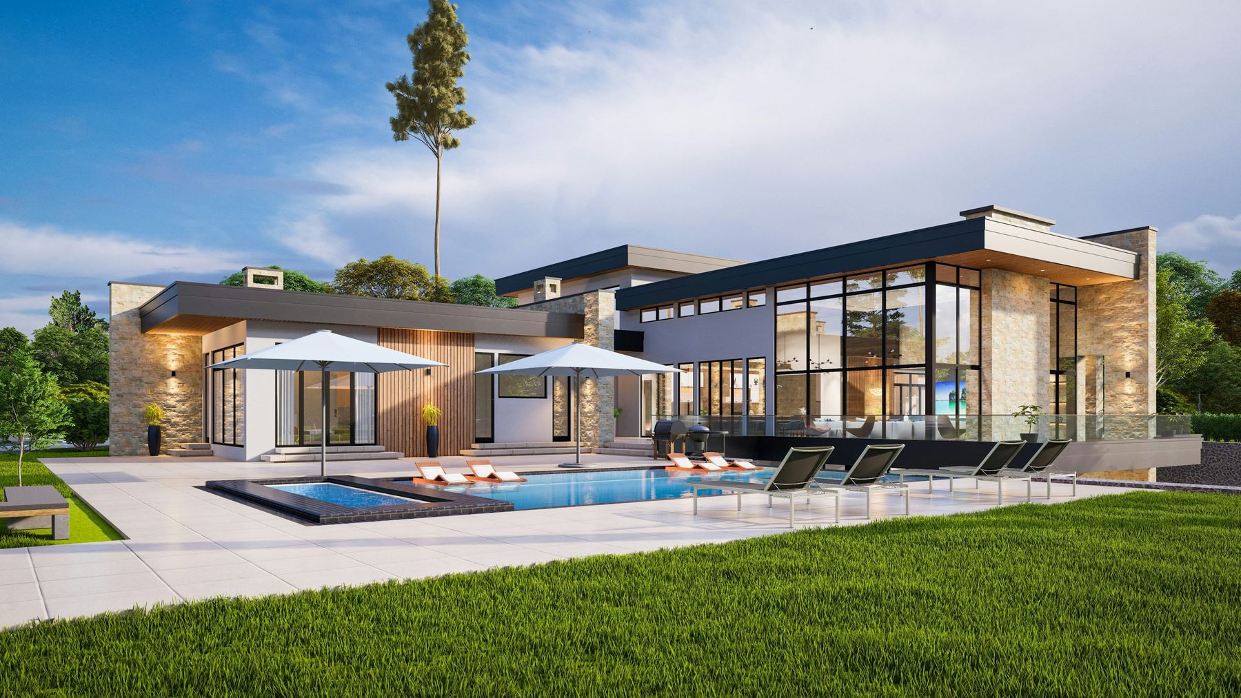 Residência contemporânea cercada de natureza